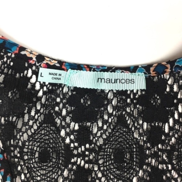 MAURICES Tank Top Sheer Lace Racerback Floral Flowers Kaleidoscope Size Large - Picture 5 of 6